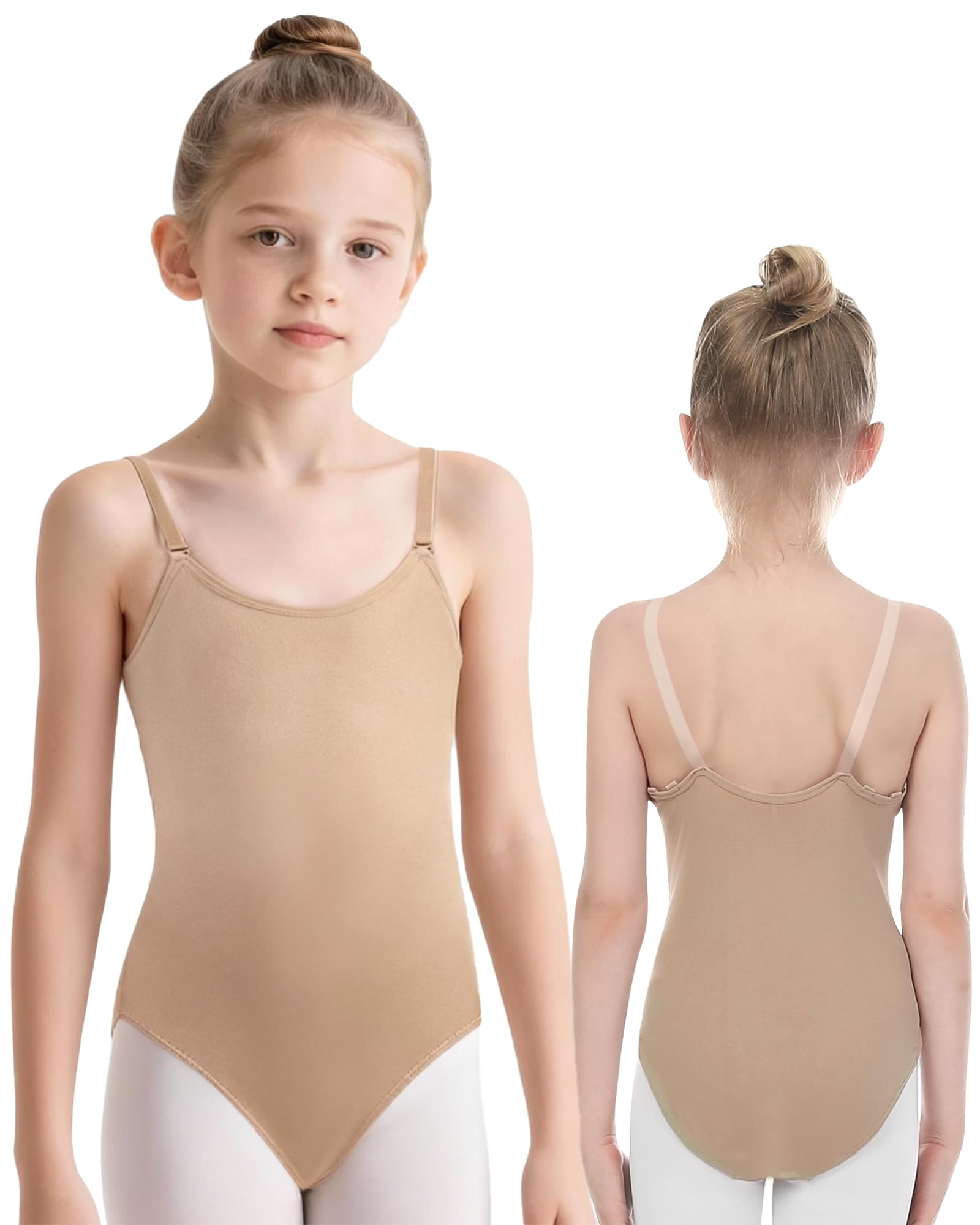 Professional Leotards for Girls Nude Leotard Seamless Camisole Undergarment with Transition Clear Strap