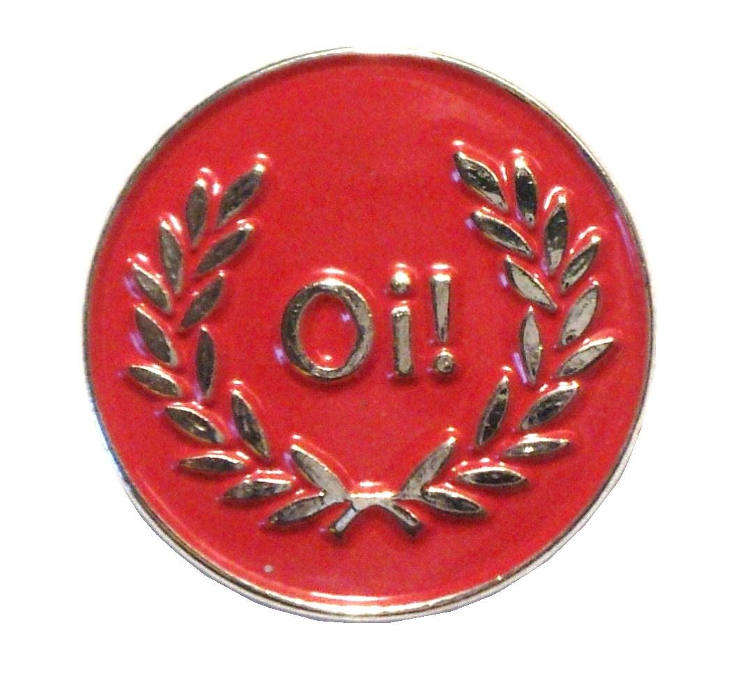 Mercmad Red Oi! Laurel Skinhead Mod Scooter Rider Metal Enamel Badge