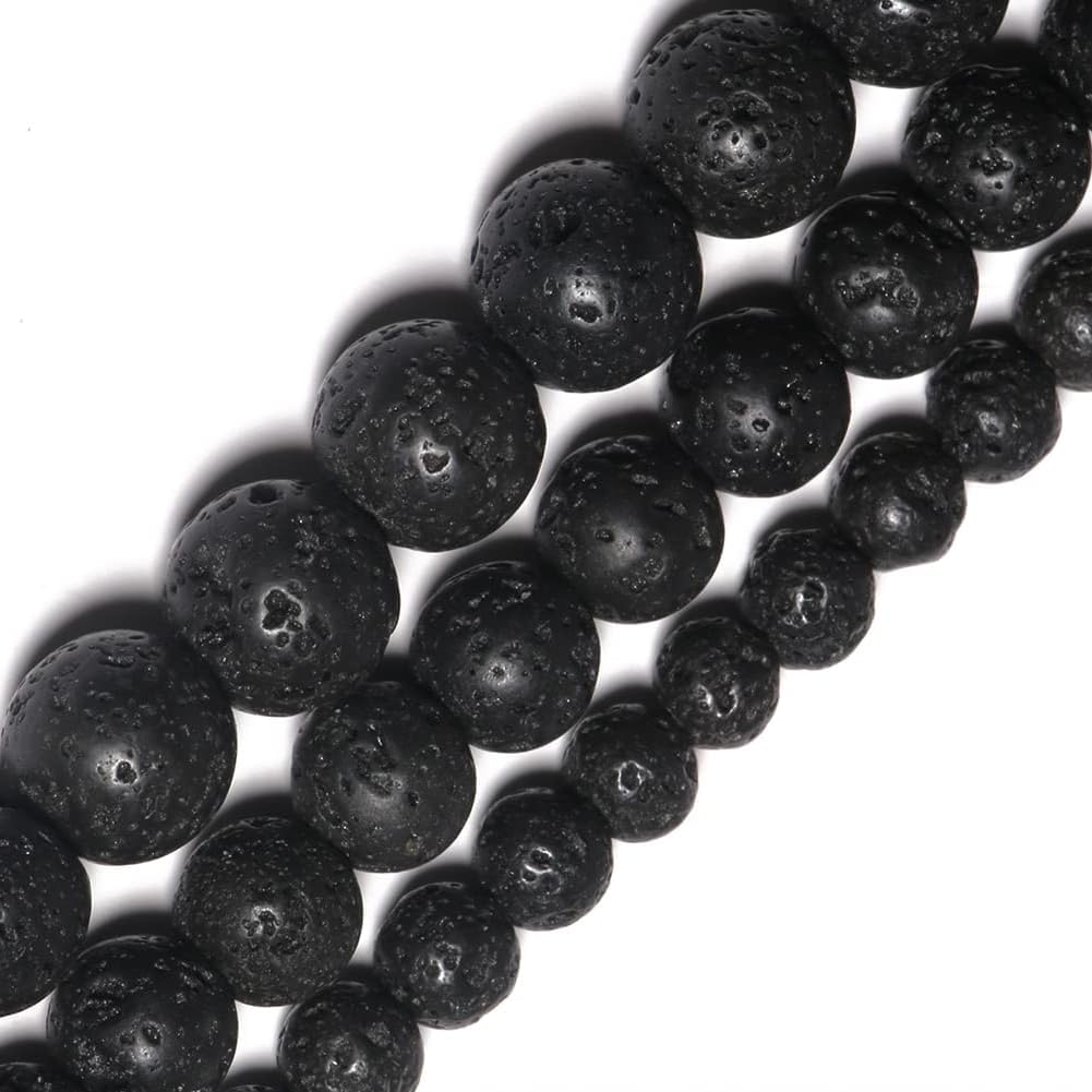 Yochus 45pcs Volcanic Rock/Black Lava Rock Beads，8mm Healing Power Natural Stone Round Loose Beads for Jewelry Making Earring Necklace DIY Crafts