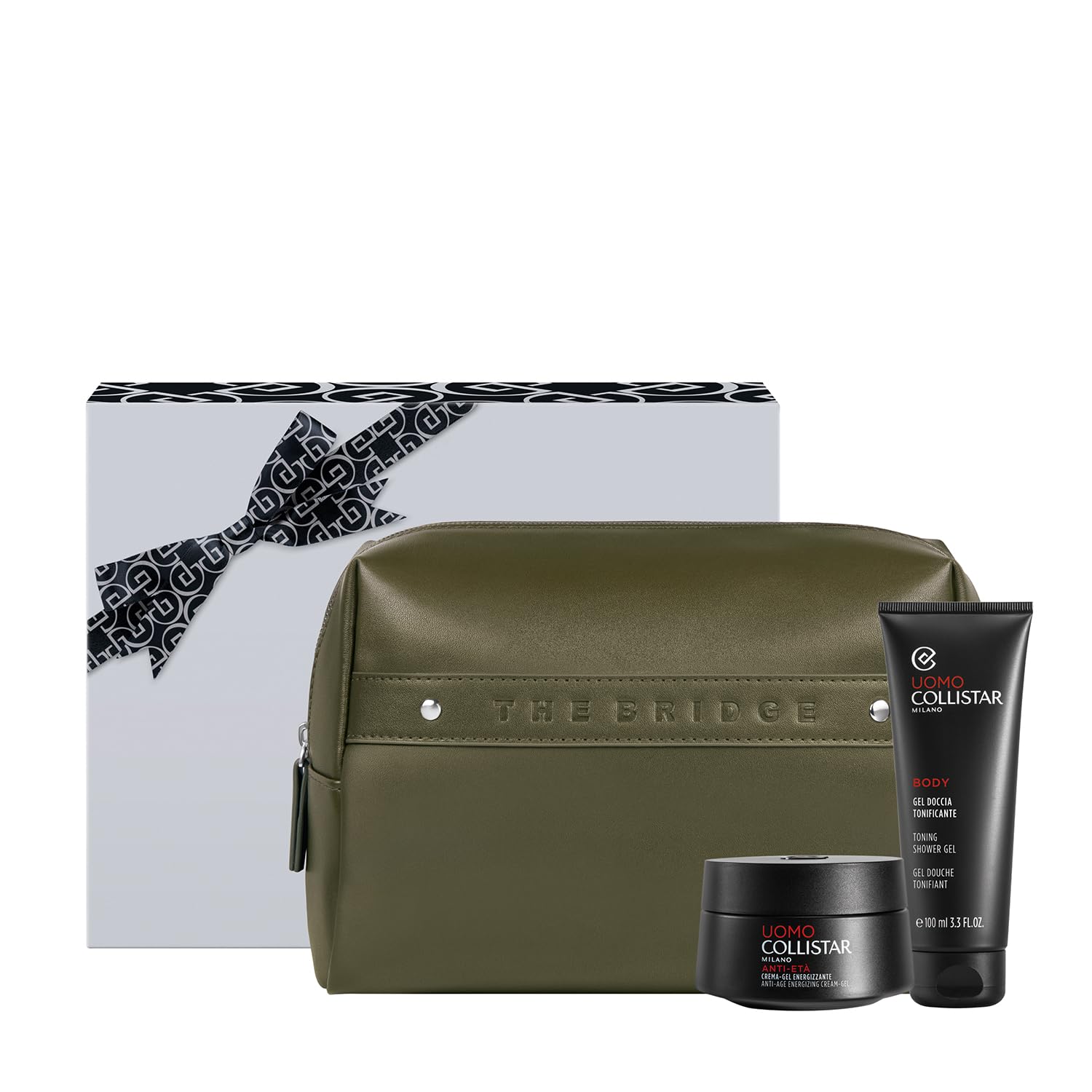 Collistar Uomo Cofanetto Regalo Crema Gel Energizzante Antieta 50ml Gel Doccia Tonificante 100ml Pochette The Bridge