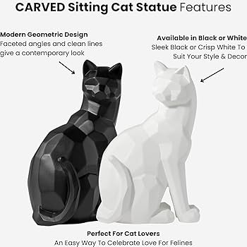 黒い猫の陶器彫刻 中型 モダンデザイン Amazon.co.jp: Torre & Tagus 彫刻 角度 座っている黒猫像