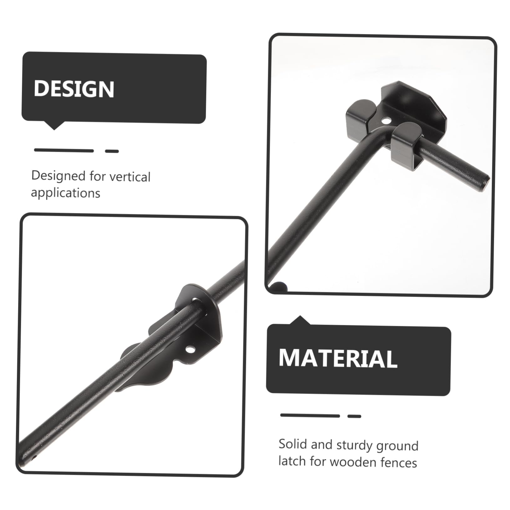 Loquet de Porte en Fer Noir Robuste pour Portails en Bois et Clôtures Renforcées, Installation Facile, Conçu pour Applications Verticales, Solide et Antirouille