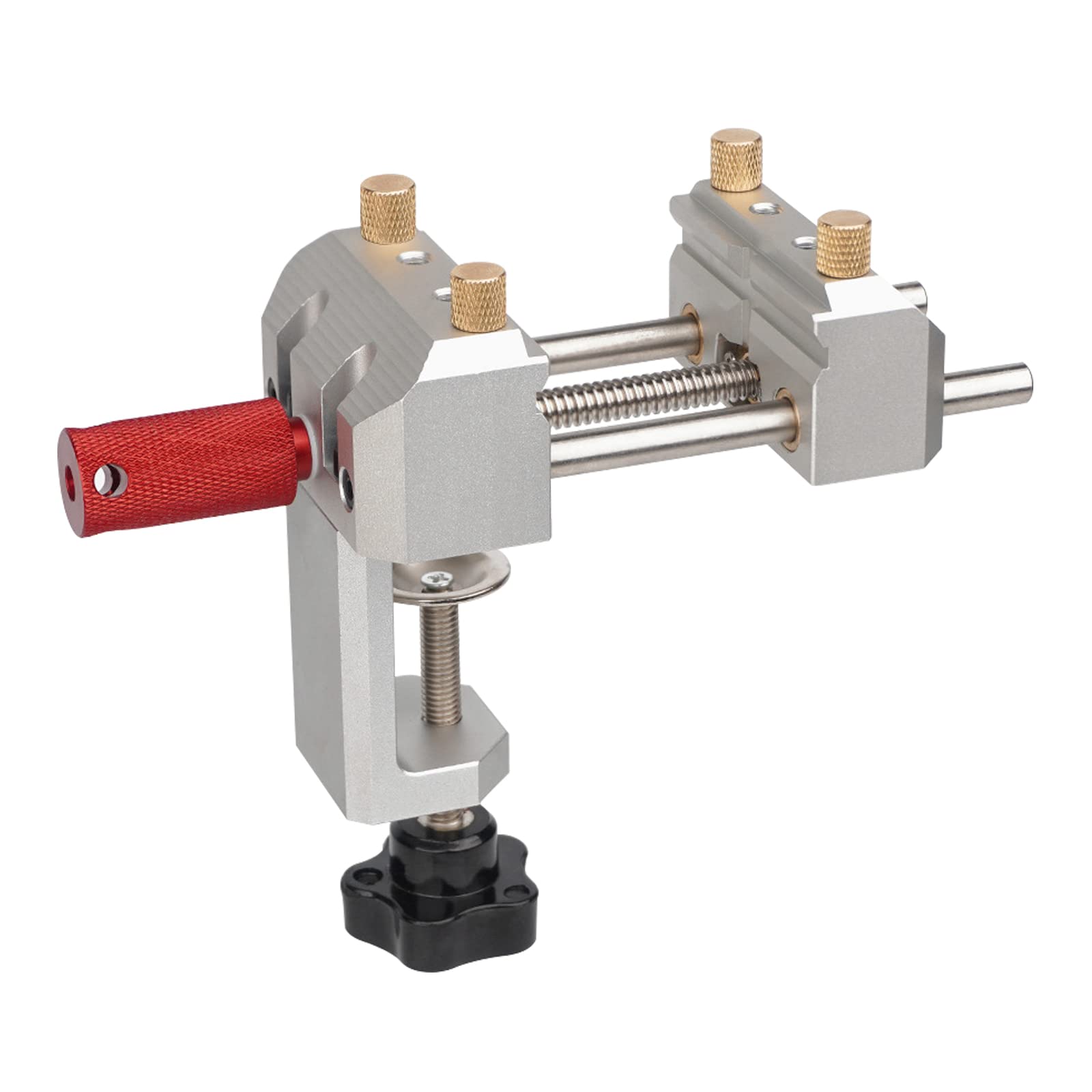 Tornillo de banco de 80 mm, CEIEVER fabricado en aleación de aluminio + acero inoxidable + latón mini tornillo de banco para carpintería taller (plata)
