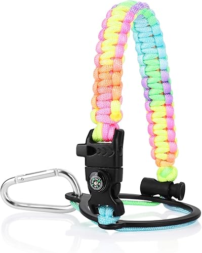 Accmor Mango de botella de agua arcoíris para botella Hydro Flask y otras botellas de boca ancha, correa de paracaídas para botellas de 12 a 64