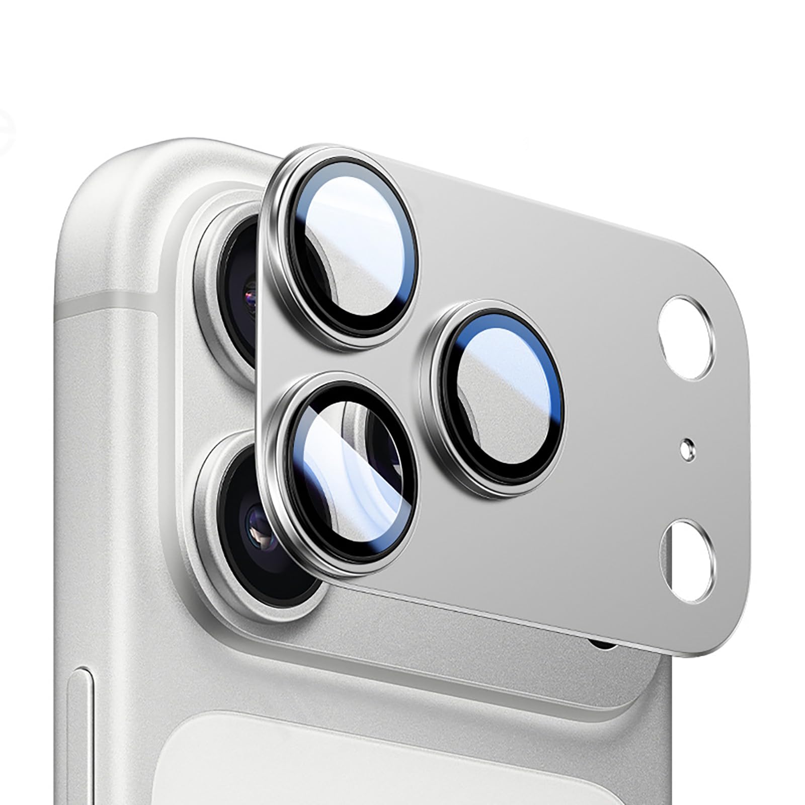 JFStene カメラカバー いphone17Pro max 用 レンズ保護 フィルム iPhone17プロマックス 対応 カメラレンズ保護 アルミ 強化ガラス 9H硬度 キズ防止 耐衝撃 高透過率 極薄 一体感 防塵 全面保護 1枚入り (シルバー, iPhone17ProMax 用)