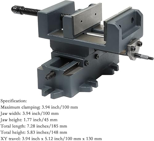 Miniatura 2 de findmall Prensa de taladro de diapositiva cruzada de 4 pulgadas, tornillo de banco de sobremesa resistente X-Y compuesto para fresadora CNC, máquina