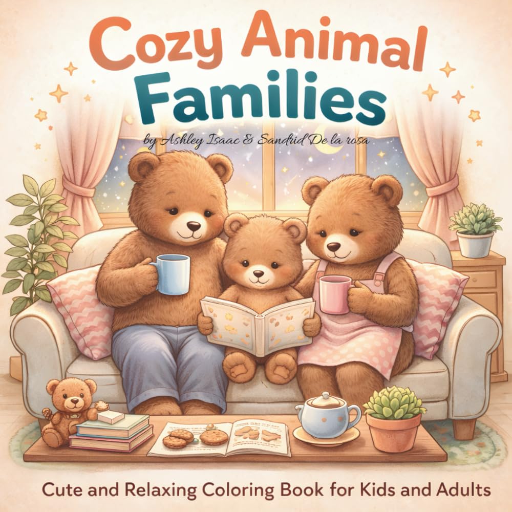 Cozy Animal Families: Cute and Relaxing Coloring Book