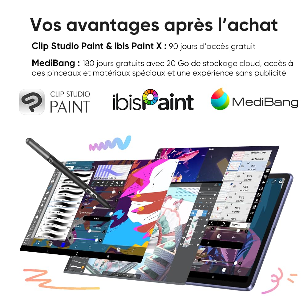 XPPen Tablette Graphique, Tablette Graphique Autonome Dessin avec Écran Tactile 12 Pouces, Magic Drawing Pad Android 14, Résolution 2K, Batterie 8000 mAh, 256 Go ROM + 8 Go RAM (1 to Extensible)