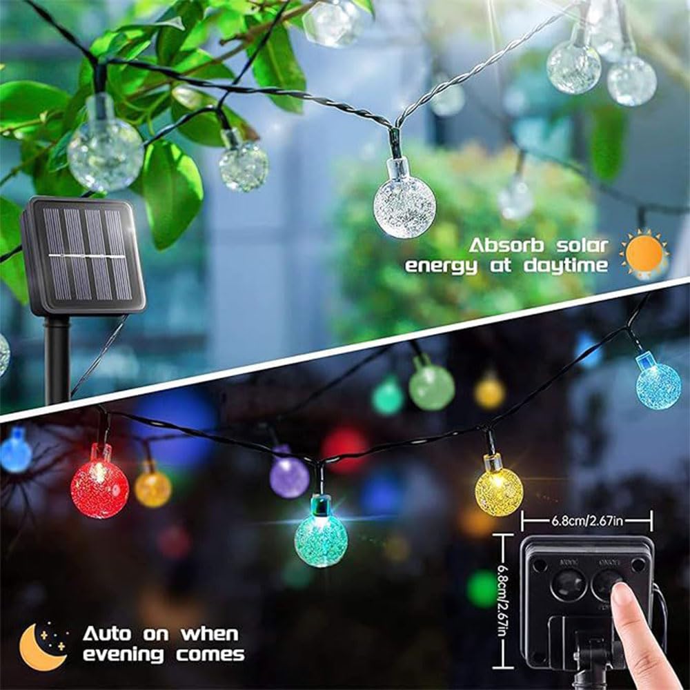 Lichterkette Aussen Solar 2 Stück, Tropfenförmig LED Solarlichterkette Außen Wetterfest 8 Modi Lichterketten IP65 Wasserdicht Solar Lichterkette Balkon Camping Balkon (Bunt,12 m)