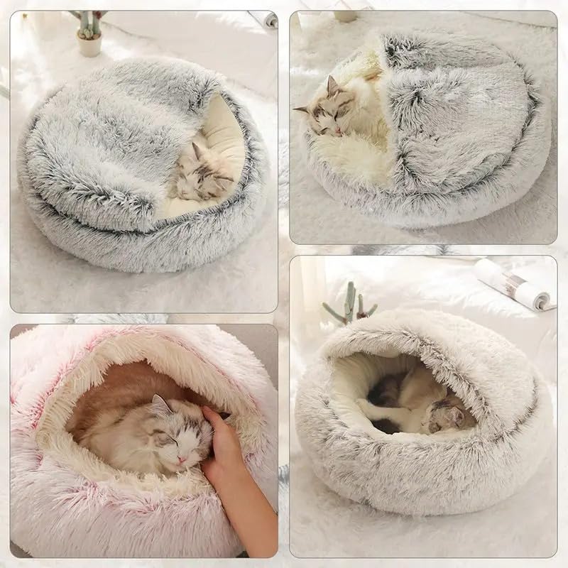 Zentaurus Hundebett, mittelgroße Hunde, Katzenbett, Anti-Stress-Bett, Plüsch, Hundebett (Grau, L: 60 (