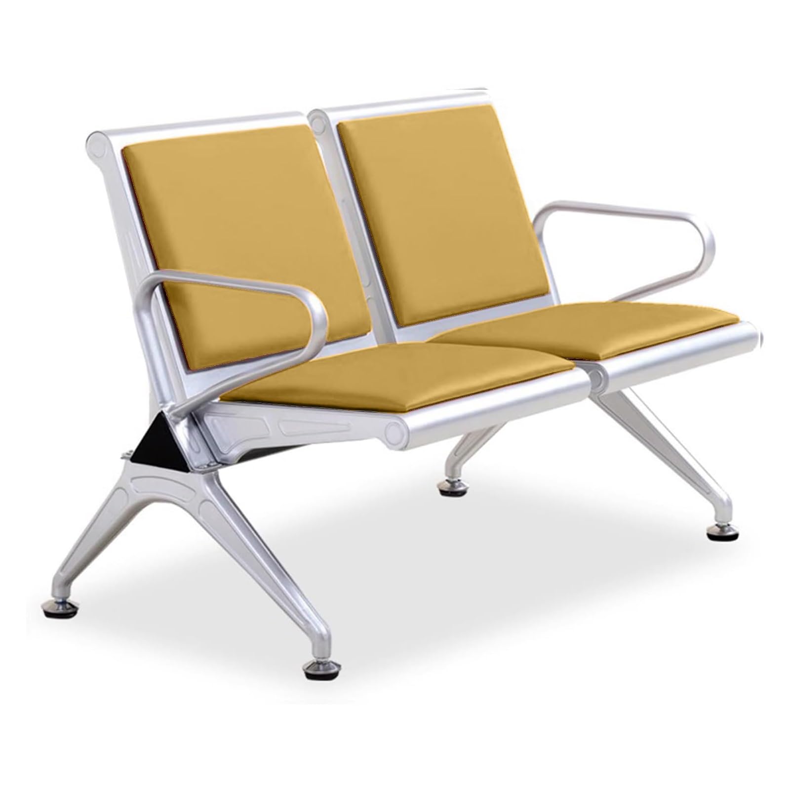 ASerZenith Polyurethane Waiting Room Chairs With Armrests - Durable Reception Bench For Banks, Hospitals, And Entryways,Yellow