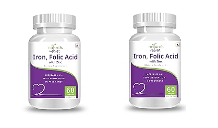nature's velvet Lifecare Iron and Folic Acid with Zinc; for Supplementation in Pregnancy; 60 Softgels (Buy 1 Get 1 Free)