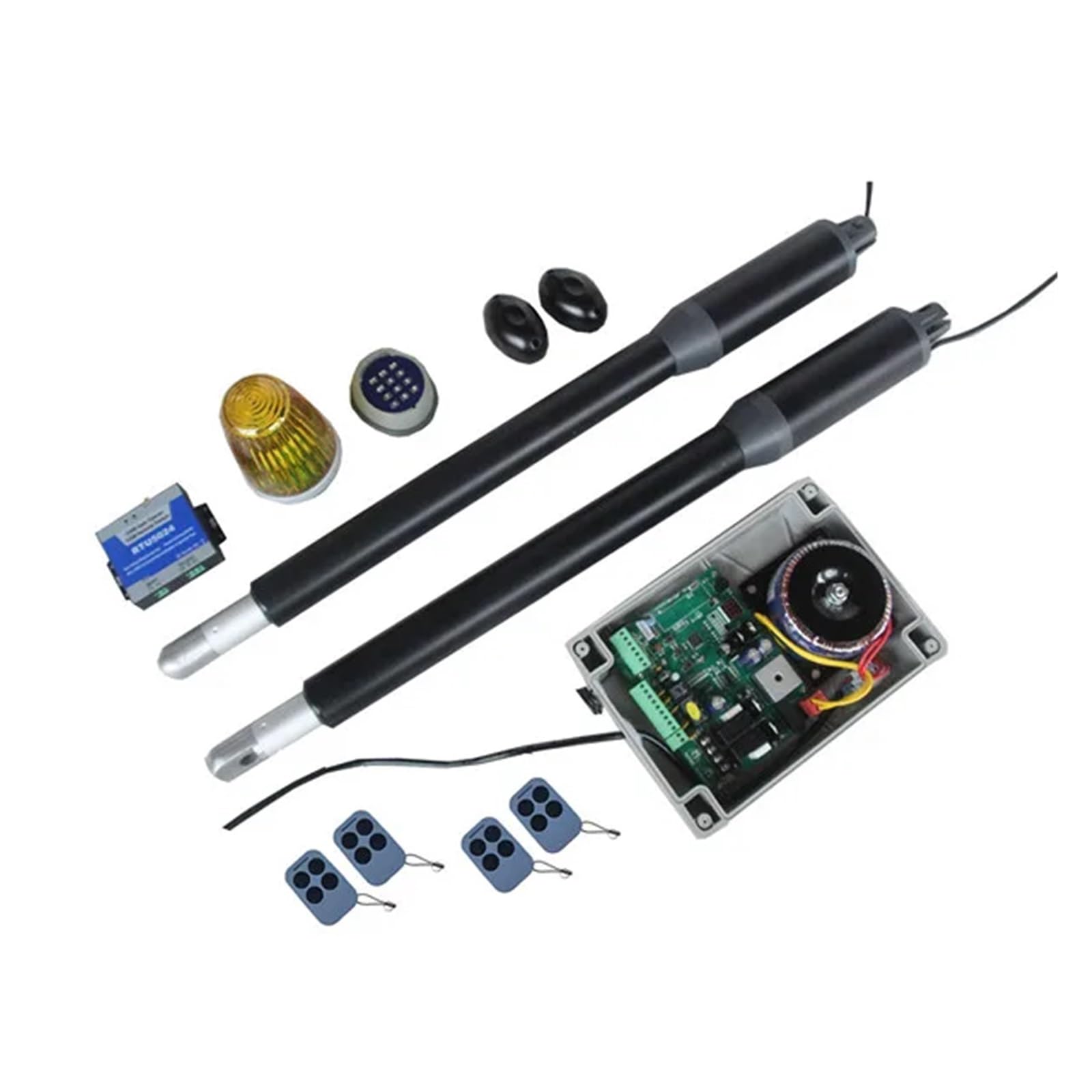 Automatic Gate Opener, DC24V Engine Motor System Automatic Door Could Use for AC220V/AC110V Swing Gate Driver Actuator Suit Gates Opener(Kit 4)