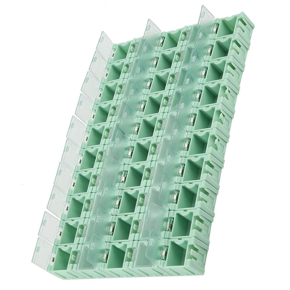 Boîte de stockage pour composants électroniques (50 pièces) Boîte de rangement SMT SMD avec couvercles transparents
