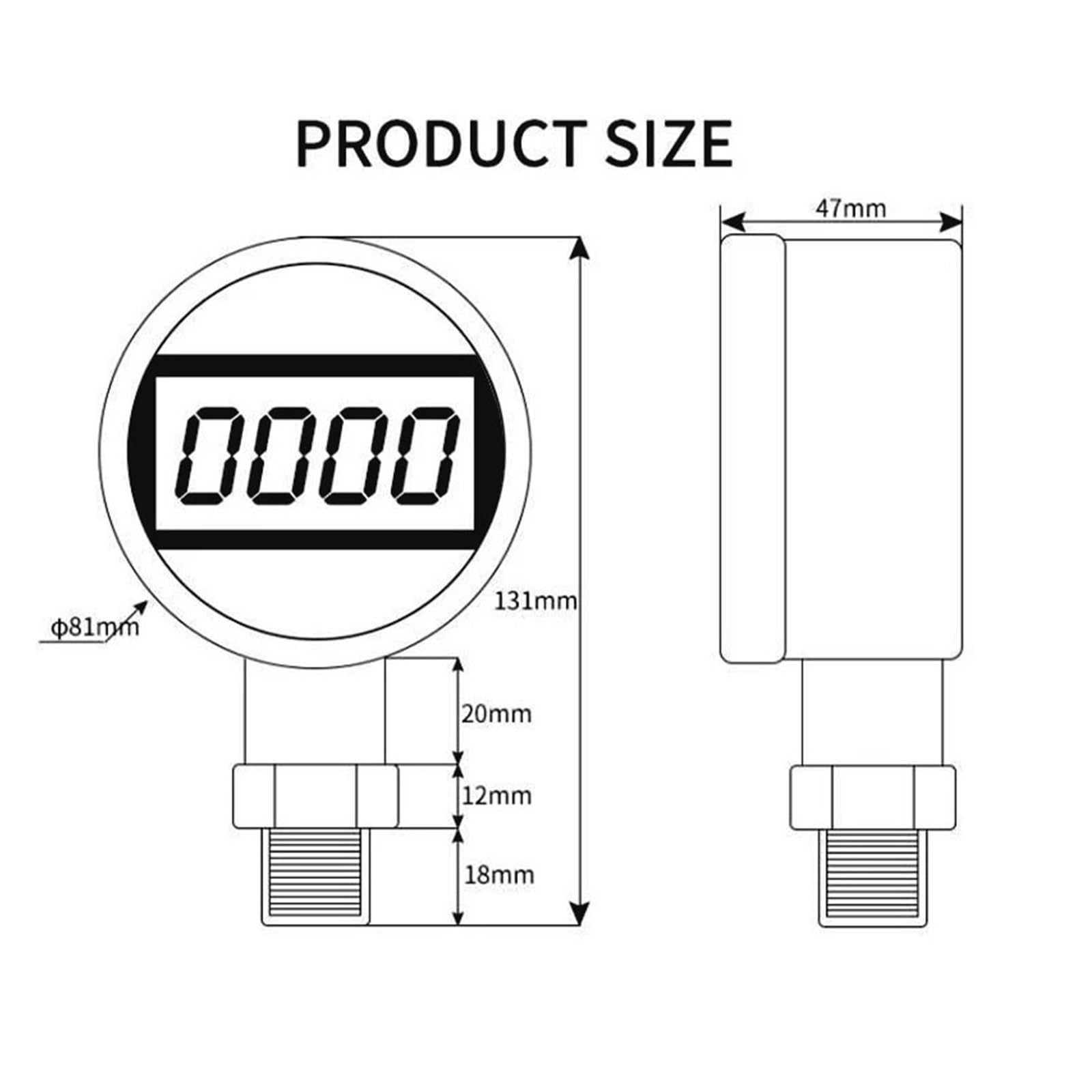 Medidor De Presión Digital De Precisión G1/2, 0-1000bar, Acero Inoxidable, DC9-24V, para Sistemas Neumáticos Hidráulicos Industriales, Funcionamiento Confiable