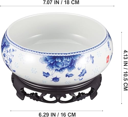 Miniatura 3 de Yardwe Maceta de cerámica Maceta hidropónica de lirio de agua con soporte, contenedor de narciso interior para decoración del hogar, oficina