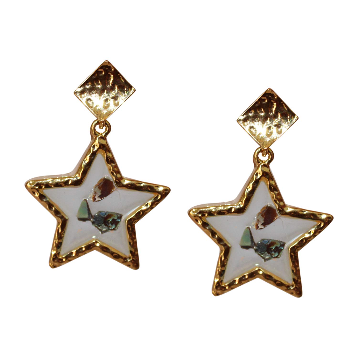 Disha Collection Charming Star Gold Plated Dangle Drop Stone Earrings for Women and Girls