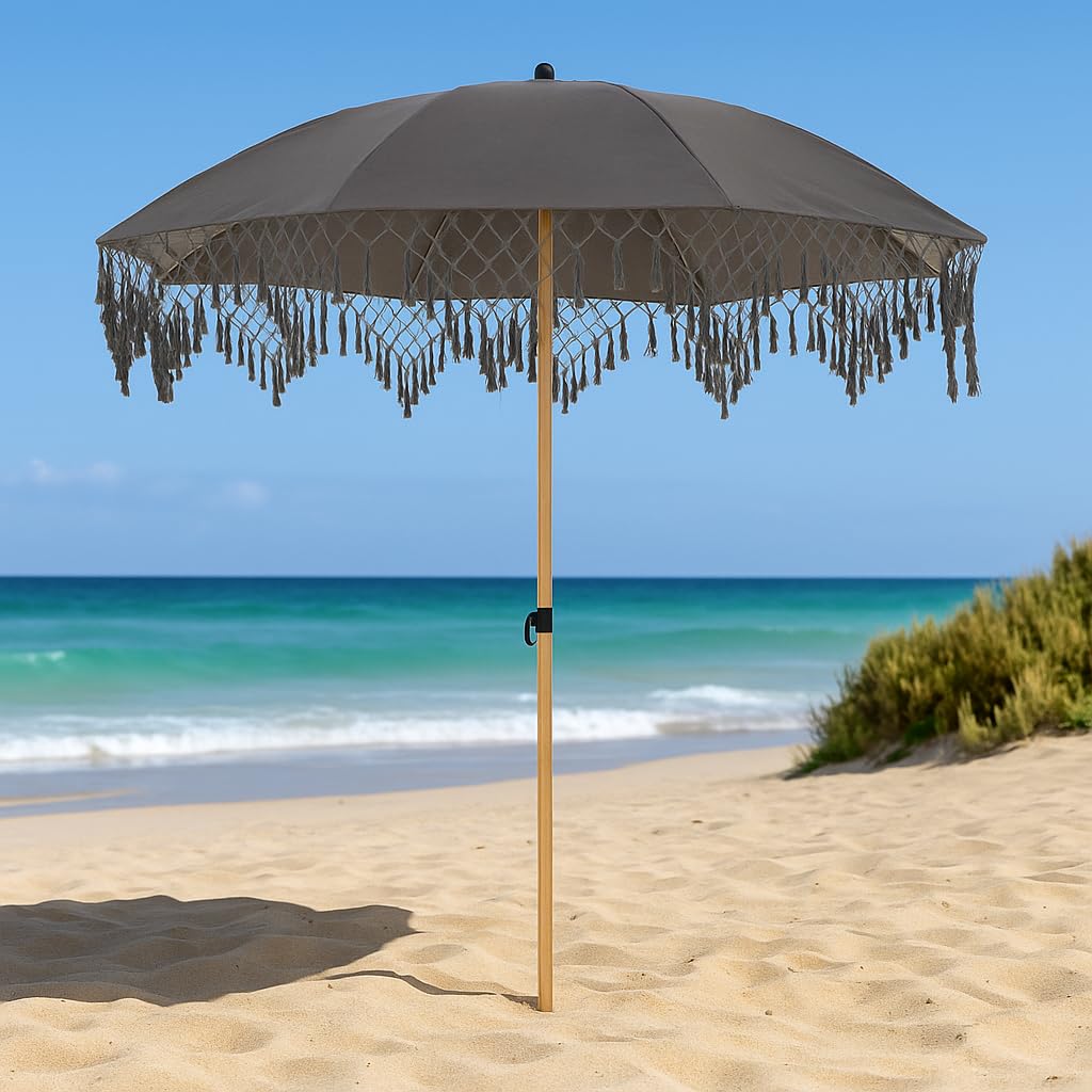 PATIO Sonnenschirm mit Fransen 2 m Olefin Gewebe UV-beständig