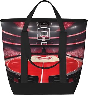 Basketball Arenas Print Large Capacity Reusable Insulated Lunch Tote Bag For Work Picnic Outdoor