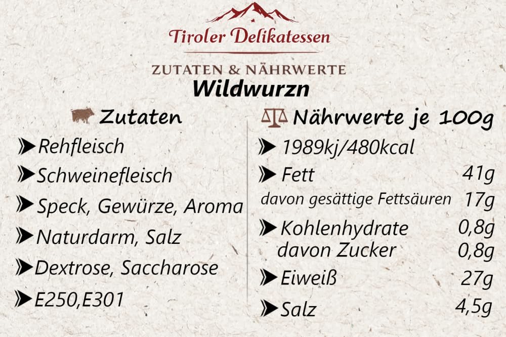 Almgourmet - Tiroler Wildwurzn - 16 Stück - Delikatesse mit Wildschwein - und Hirschfleisch - würzig mit Rauchnote