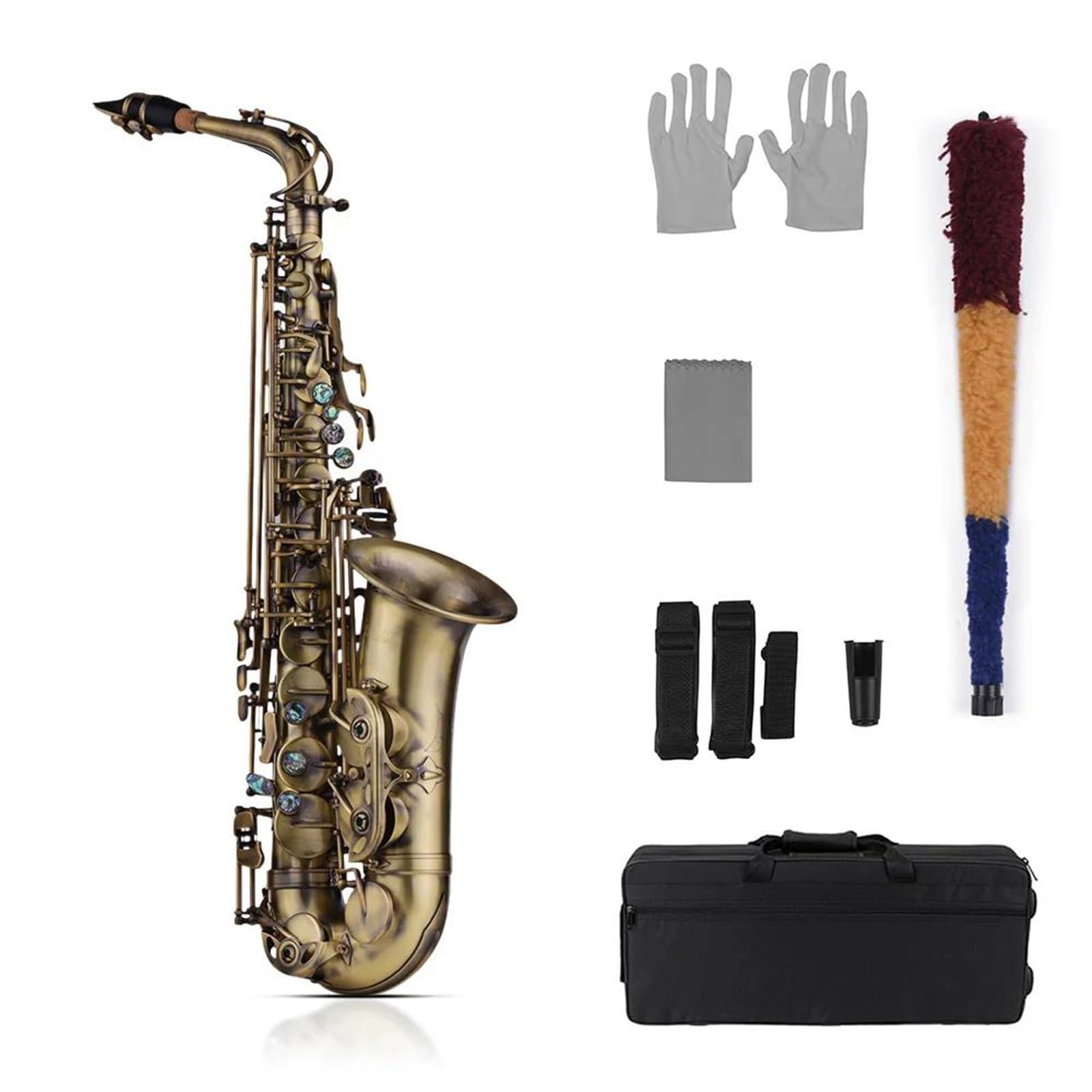 Klasy Antyczne Wykończenie Eb E-płaski Saksofon Altowy Saksofon Carve Wzór Instrument Dęty Drewniany Z Etui profesjonalny Saksofon