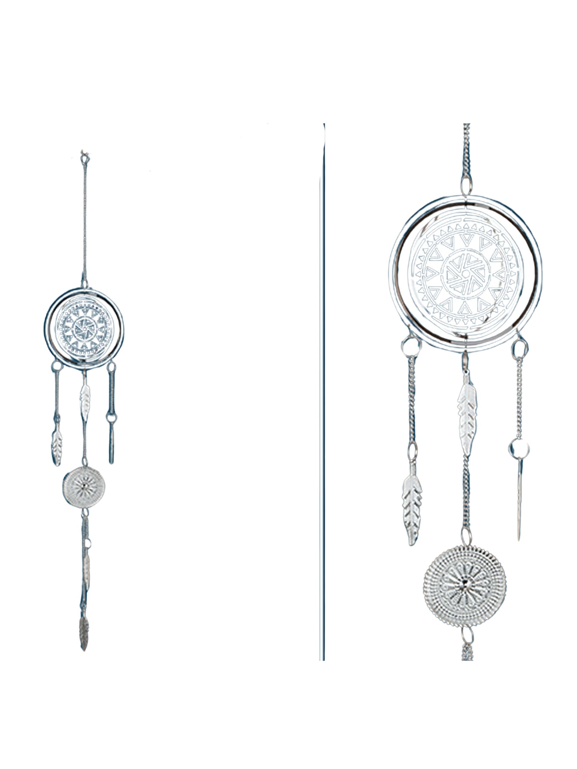 Metal Mandala Dream Catcher Pendant with Feathers 10x55cm