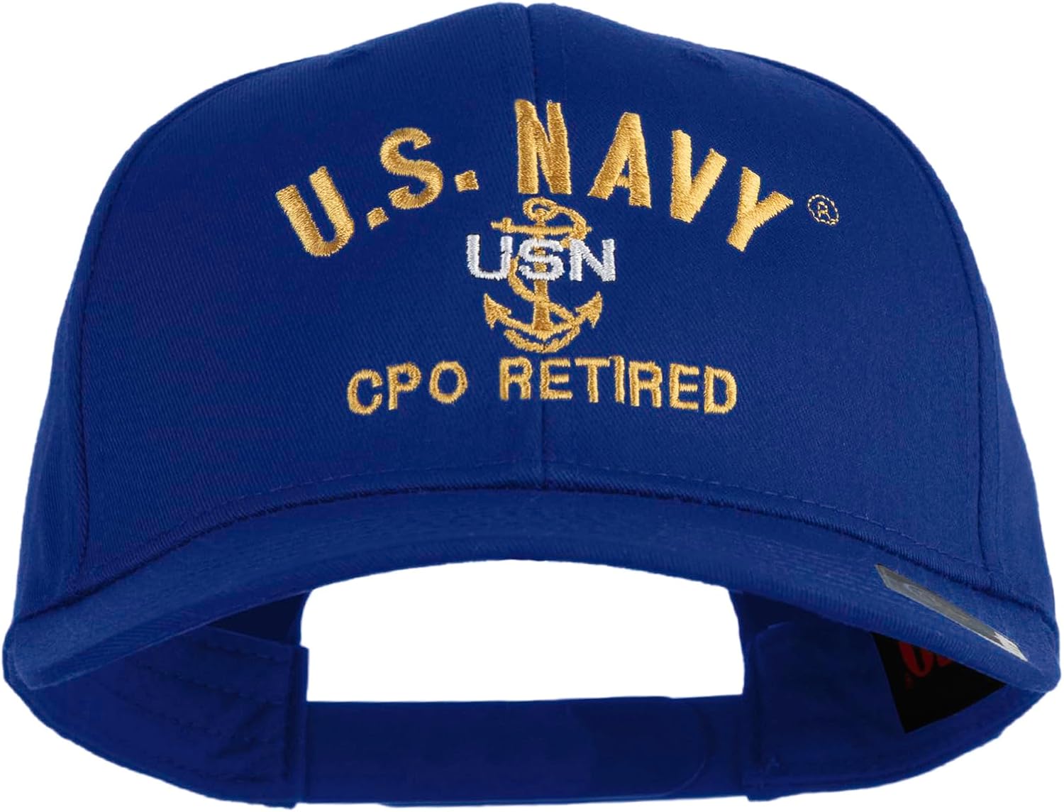 US Navy CPO Retired Military Embroidered Solid Cotton Twill Pro Style Cap
