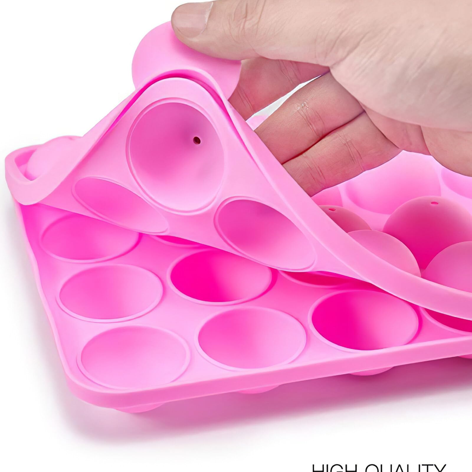 Moule à cake pop, rond, en silicone, à 20 trous, avec 100 batons Pop Cake, 100 paquets de bonbons, présentoir à mesurer, pour cakes, bonbons, gelée et chocolat
