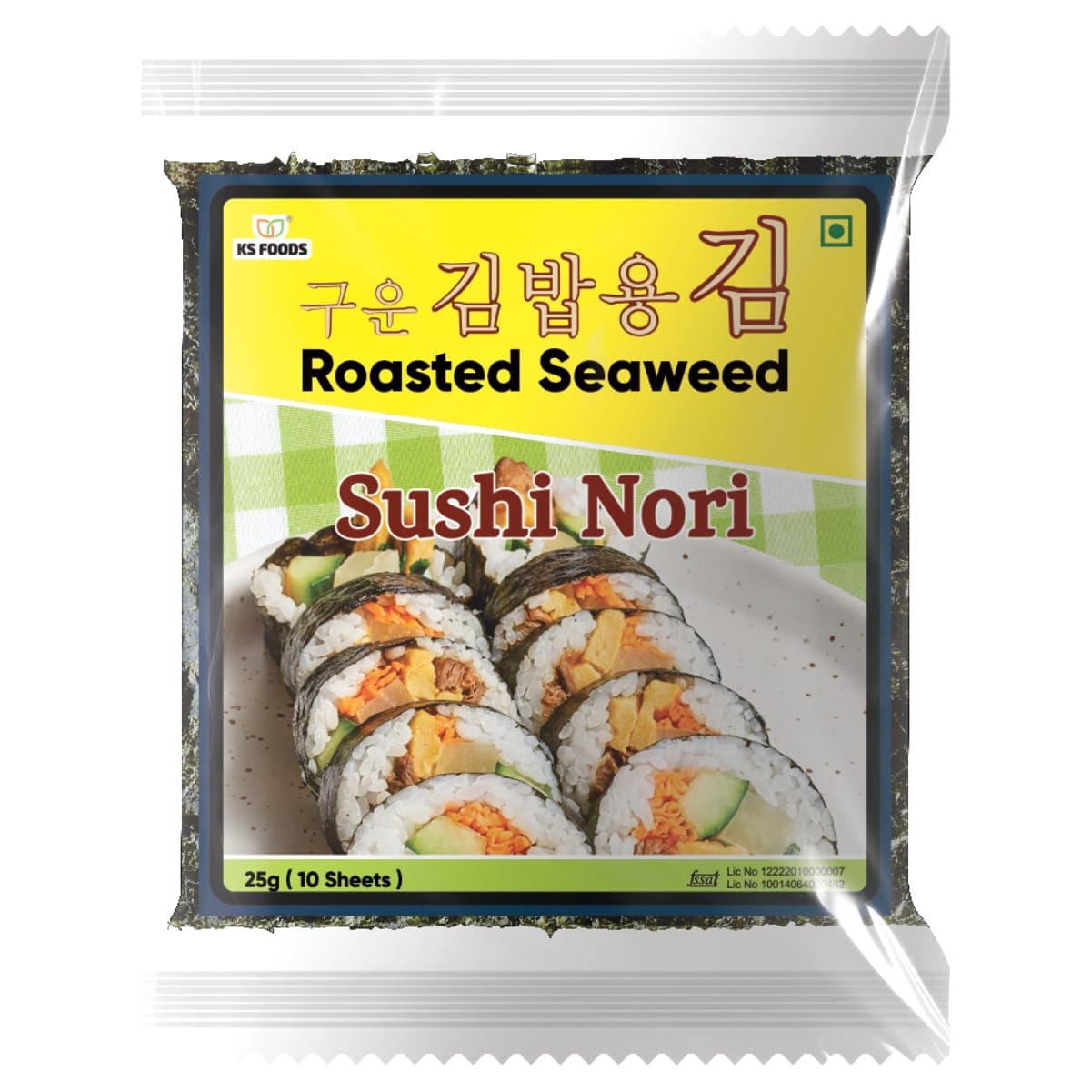 Premium Roasted Nori Seaweed Sheets 25g (10 Sheets) | Sushi & Onigiri Wraps | Healthy Korean Japanese Snack | Crispy & Gluten-Free | Ideal for Ramen, Rice Rolls, Bento & Lunchbox | No Preservatives | PAN India Delivery