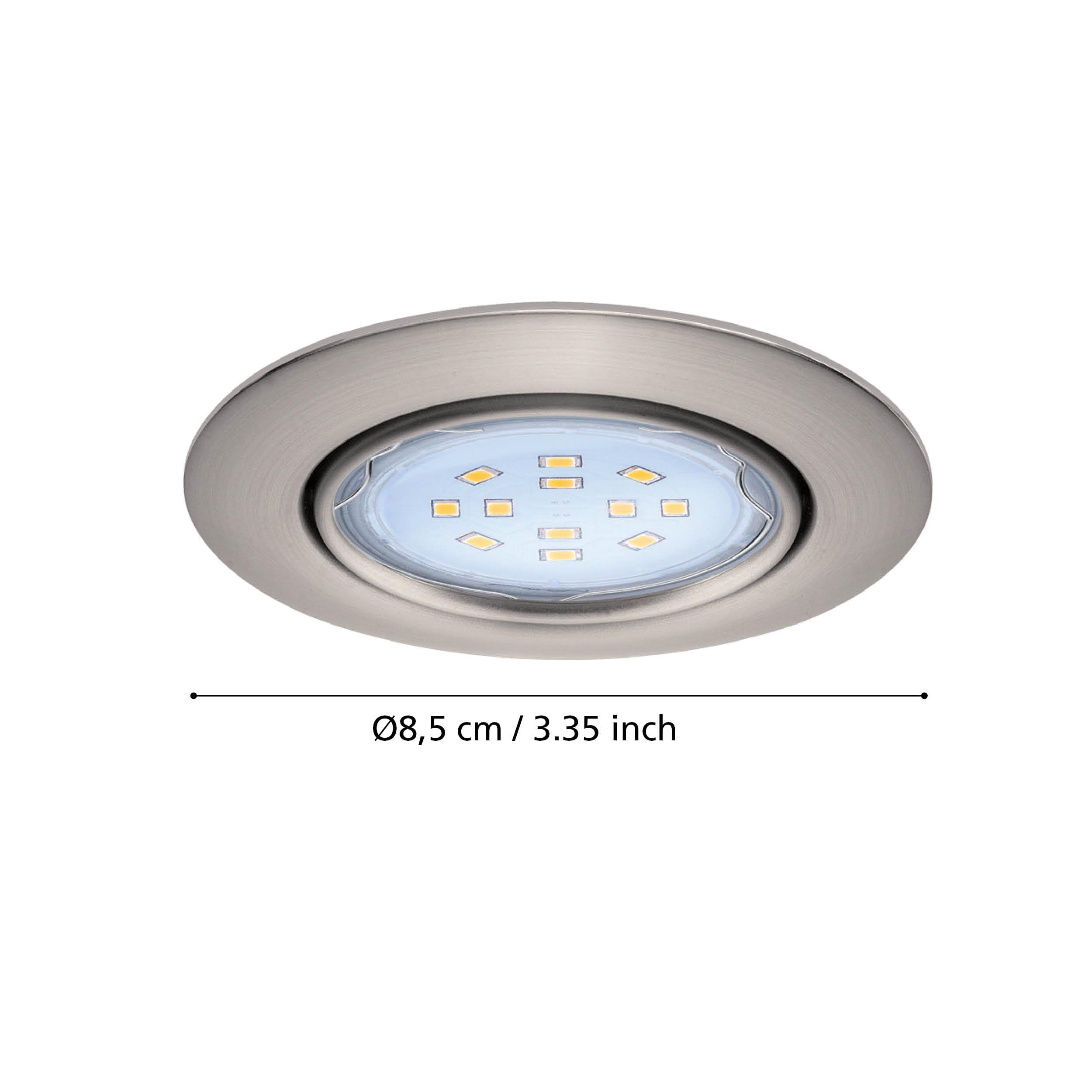 Eglo Set de 3 spots encastrables Peneto, ensemble en acier nickel mat, 3