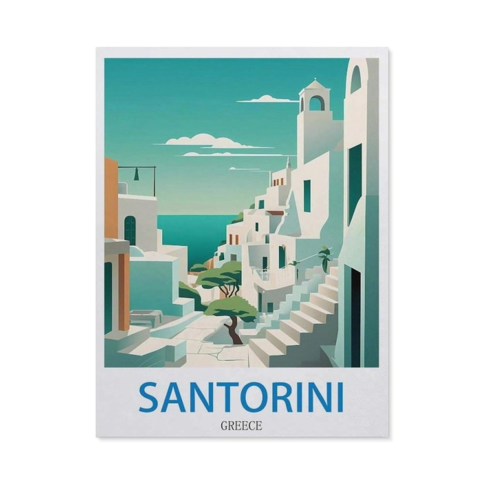 Funny Metal Tin Signs，Santorini Greece(15x30cm）