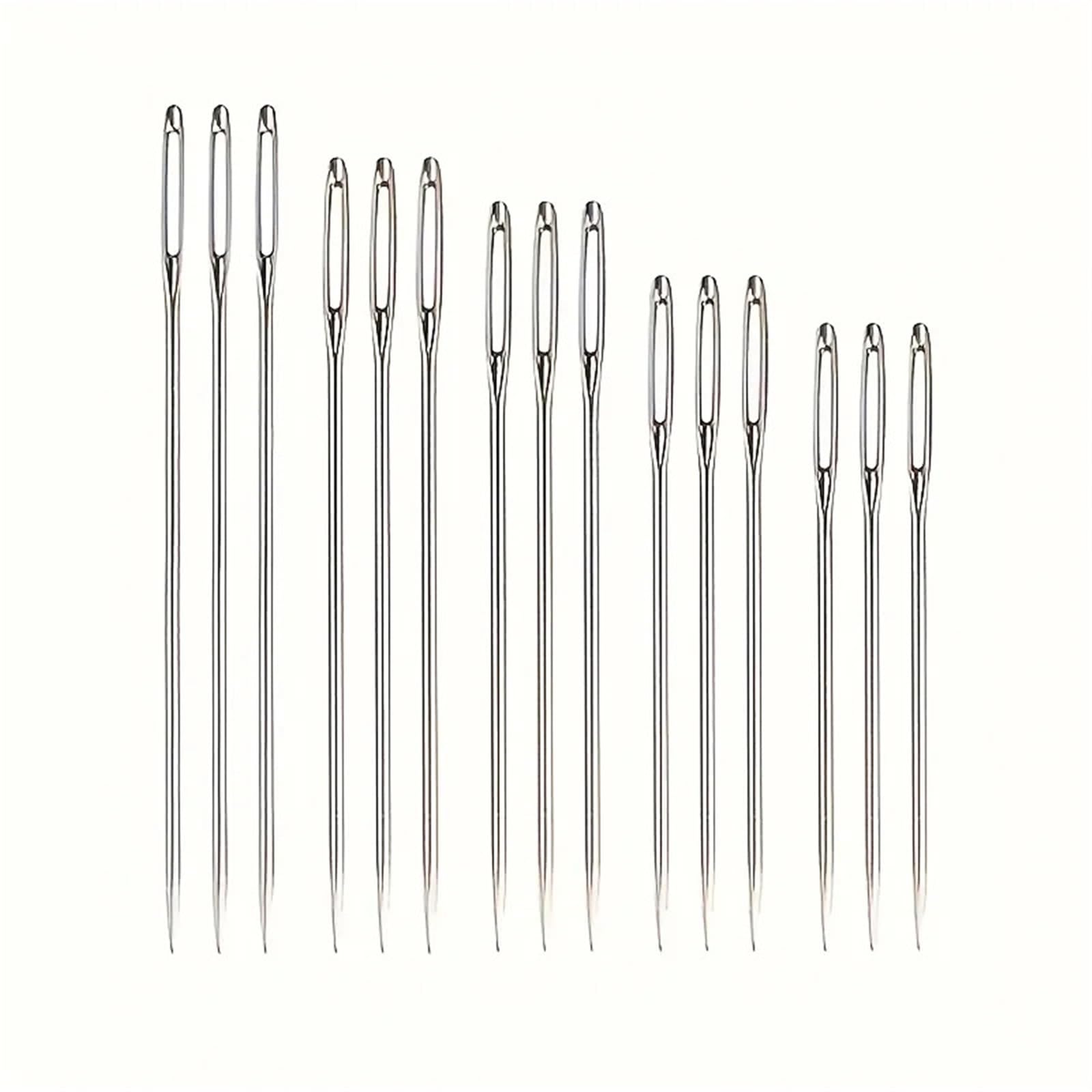 Large Eye Sewing Needles 8Set Big Eye Needle Hand Stitch Needle Cross Stitch Needle Large Hole Faux Leather Sewing Ribbon Embroidery Needle