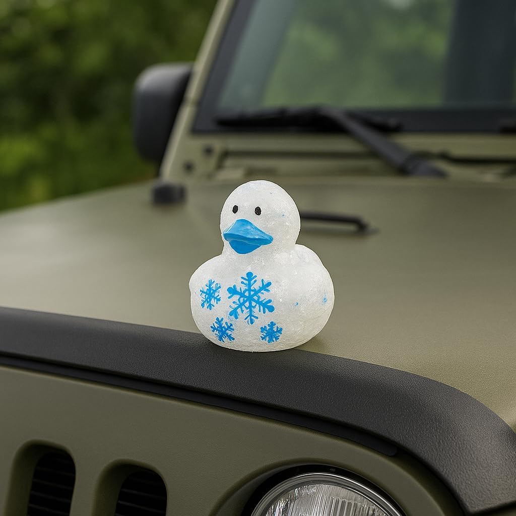 24 Mini Blue & Silver Christmas Glitter Snowflake Ducks Adult Collectible Figurine Decorations - Ages 14+
