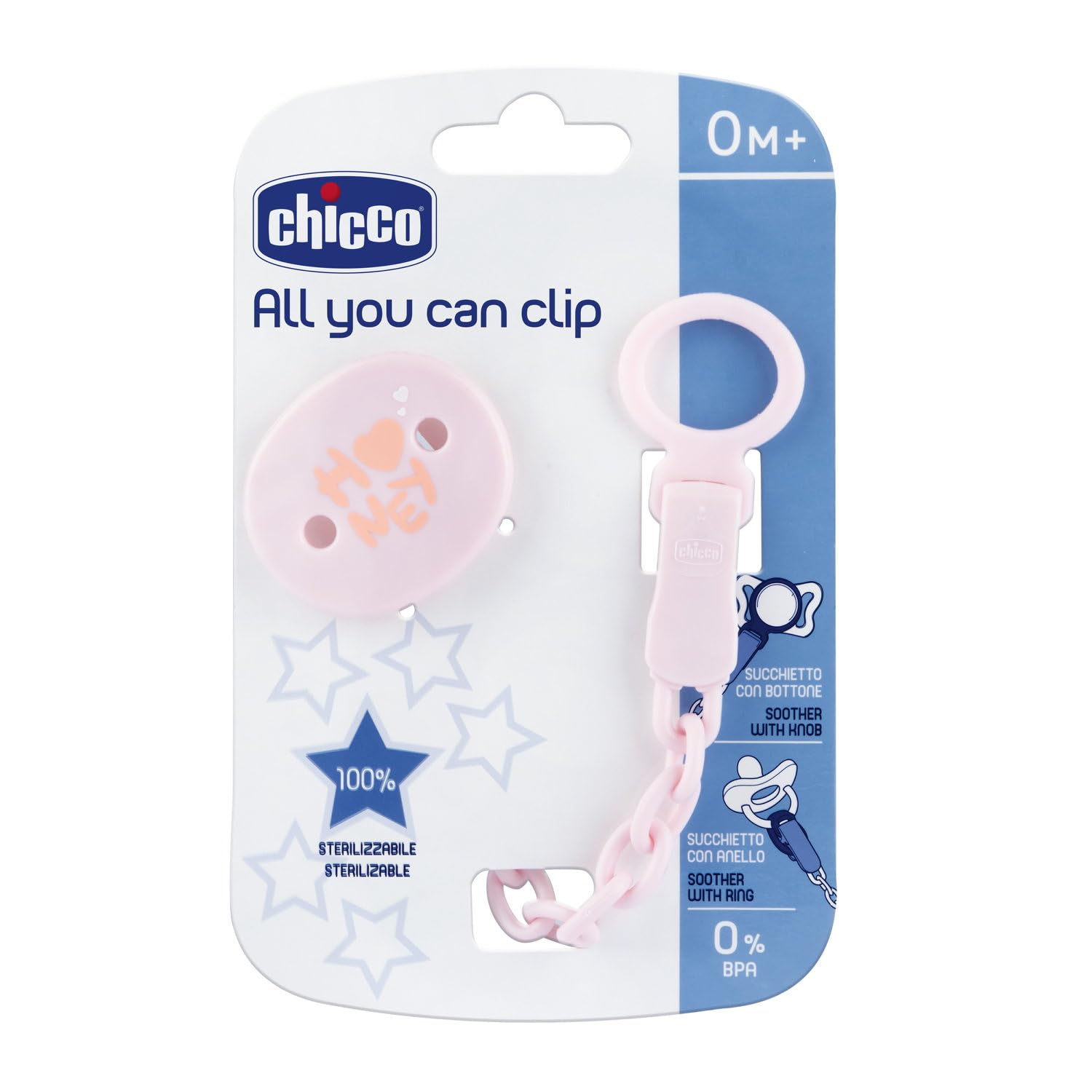 All You Can Clip, Catenella Portaciuccio, Morbide Clip Portaciuccio per Bambina, Morbida Catenella, Portaciuccio Neonato, Rosa