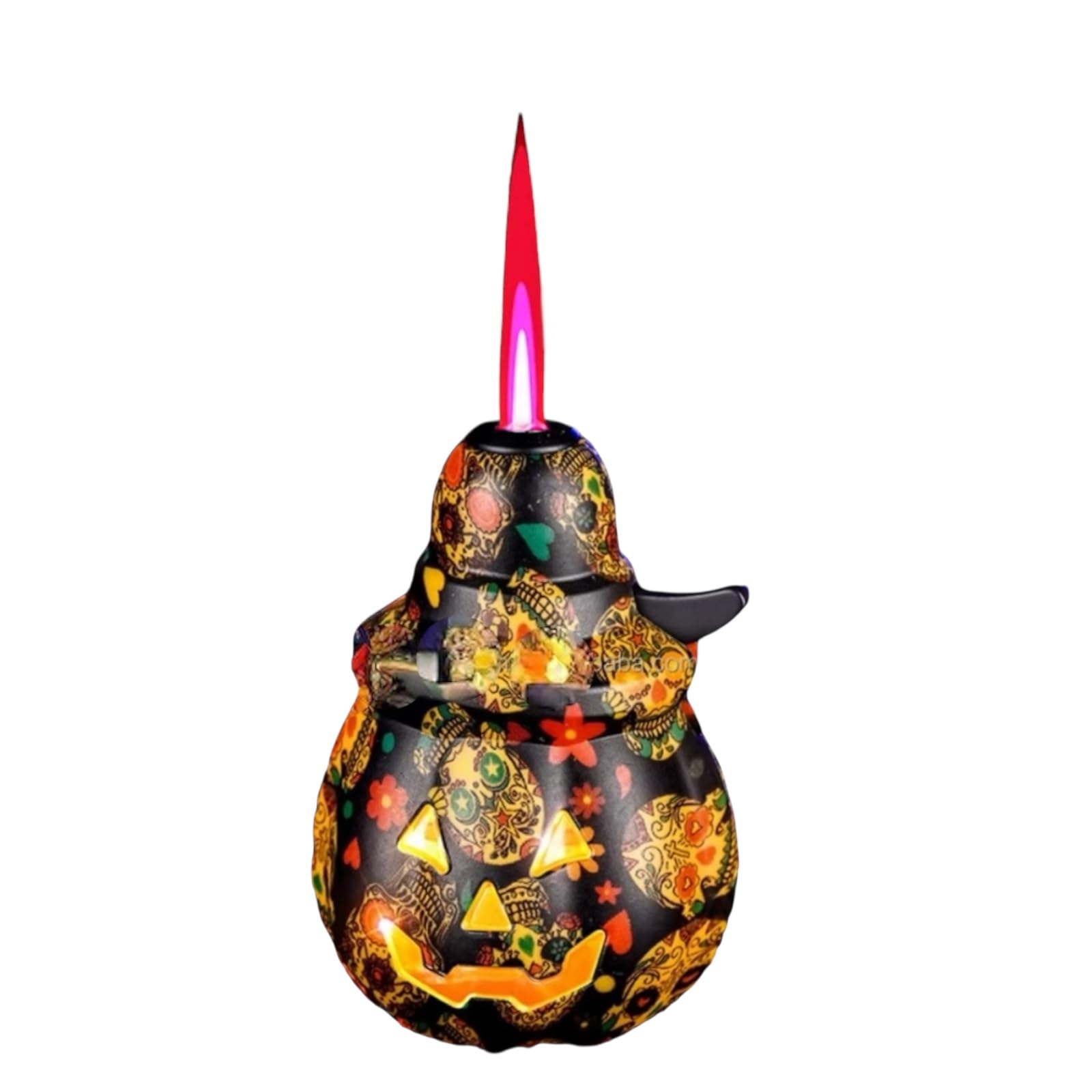 3D Hallowen Pumpkin Lighters, Holiday Lighters, Cool Novelty Lighter, Pink Flame, Funny Witch, Flashing Lights (Dark Dia de Los Muertos)