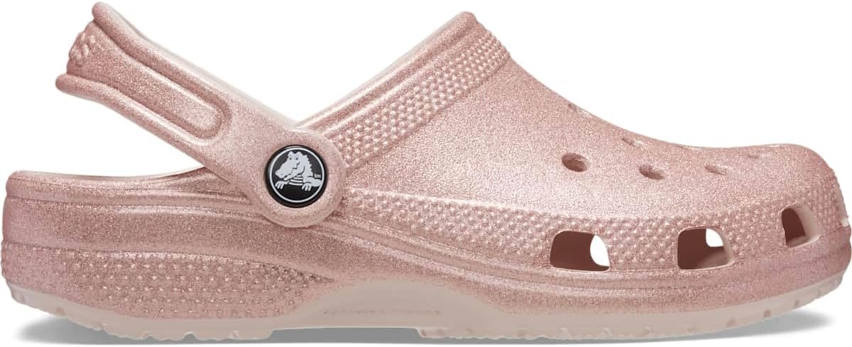 Crocs Kids Classic Glitter Clogs, Quartz Glitter, 5 Big Kid