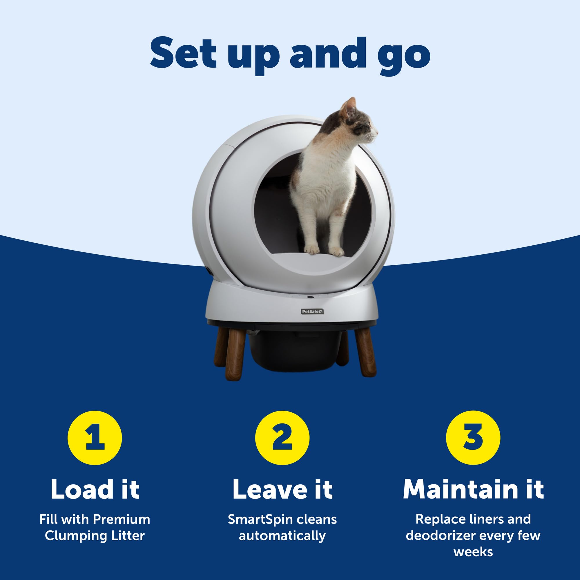 PetSafe ScoopFree SmartSpin Lettiera autopulente – Controllo avanzato degli odori – Controllo degli odori – Controllo tramite app con monitoraggio della salute – Funziona con qualsiasi lettiera – Fino