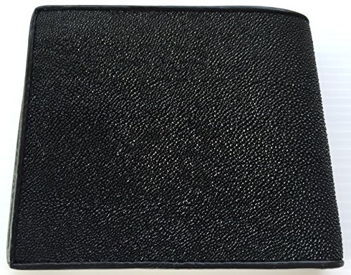 Julie Genuine Real Stingray Leather Skin Man Bifold Shiny Black Wallet3