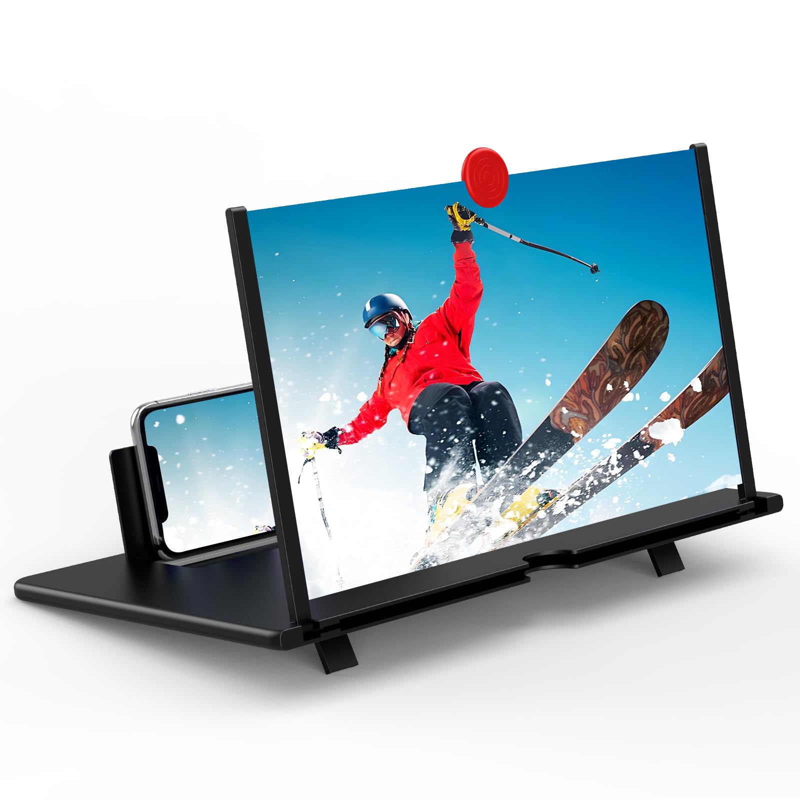16" Screen Magnifier for Cell Phone,3D Magnifying Projector Screen Enlarger Expander for Movies, Videos, and Gaming, Foldable Phone Stand with Screen Amplifier, Compatible with All Smartphones
