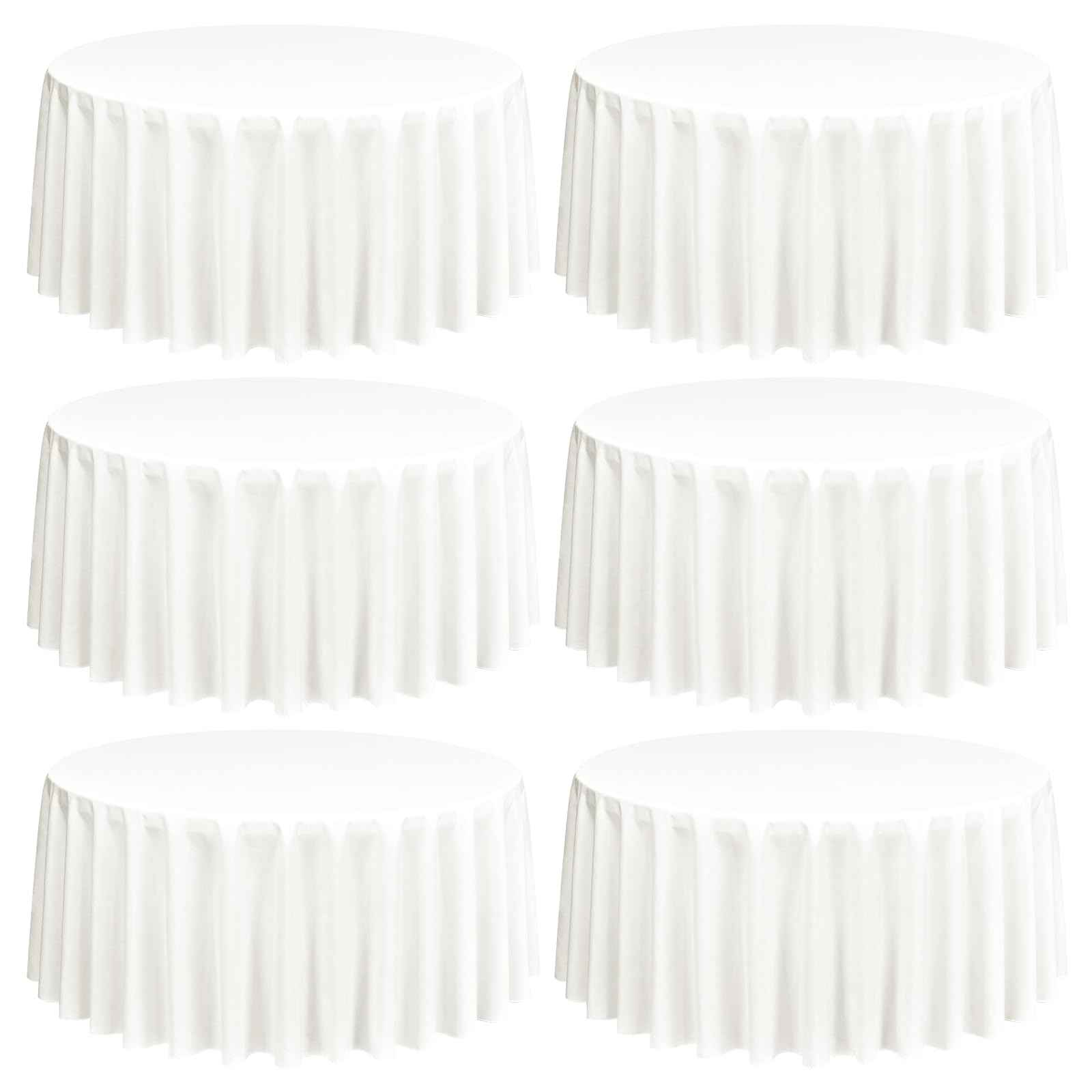 6 Packung Elfenbeinfarbene runde Tischdecken, 305 cm, runde Tischdecke, waschbar und wiederverwendbar, Flecken und knitterfrei, Polyesterstoff für Hochzeit Party Bankett Camping Restaurant Dekoration