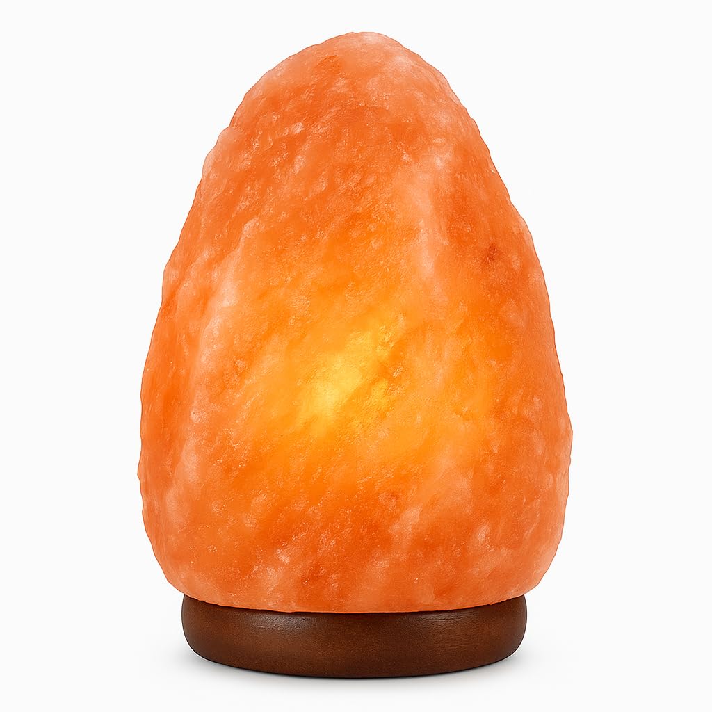 Himalayan Glow Natural Himalayan Salt Lamp, Crystal Salt Lamps, Real Wood Base with Dimmer Switch, Handmade Salt Lamp, Gift Lamp, Holiday Gift, ETL Certified | 6-8 LBS