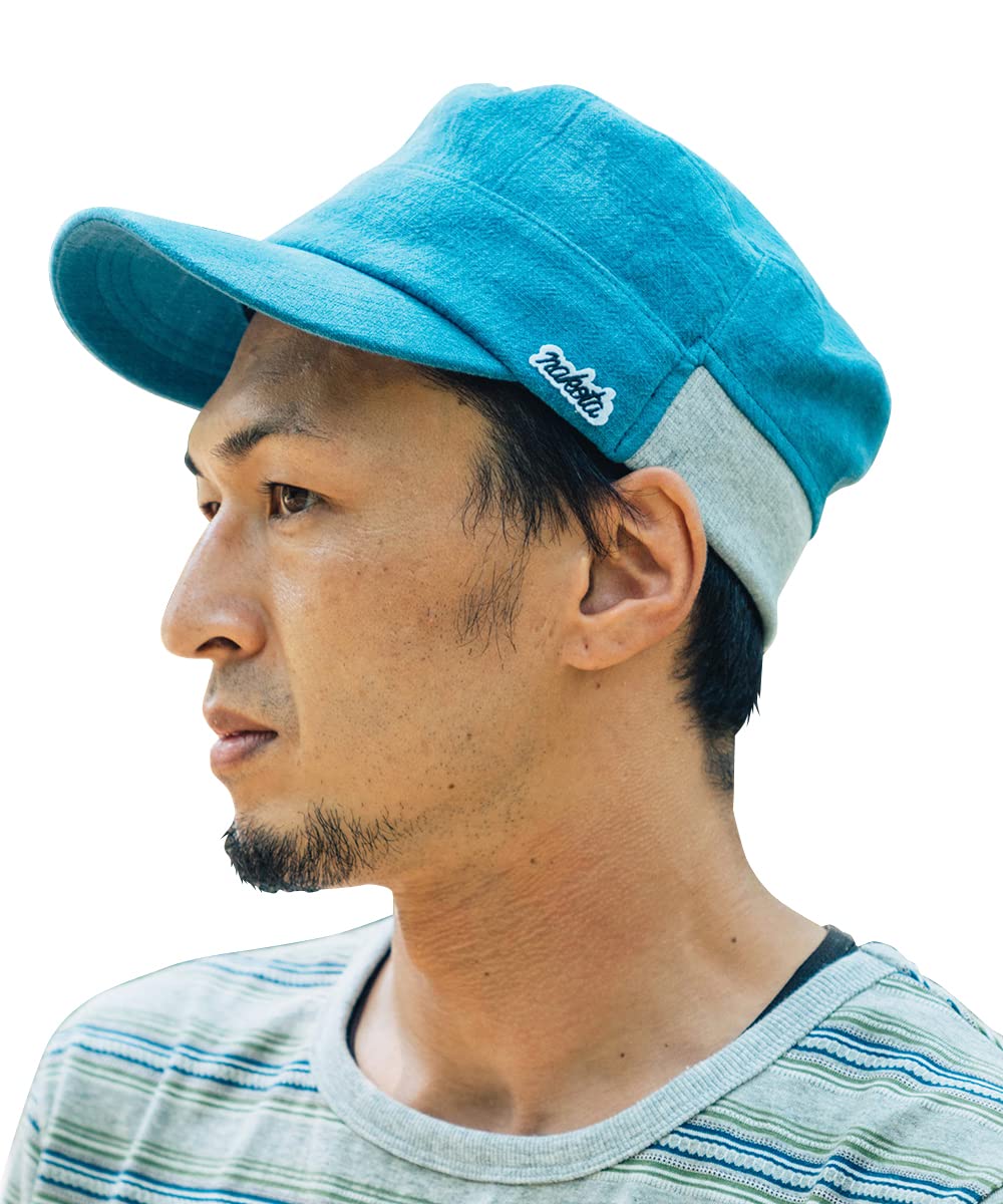 [ナコタ] LINEN COOL RIB WORK CAP リネン クール リブ ワークキャップ 帽子 麻 ツバ長 メンズ レディース 軽量 小さいサイズ アウトドア カジュアル 無地 春 夏 XL(頭周り約60cm) ブルー