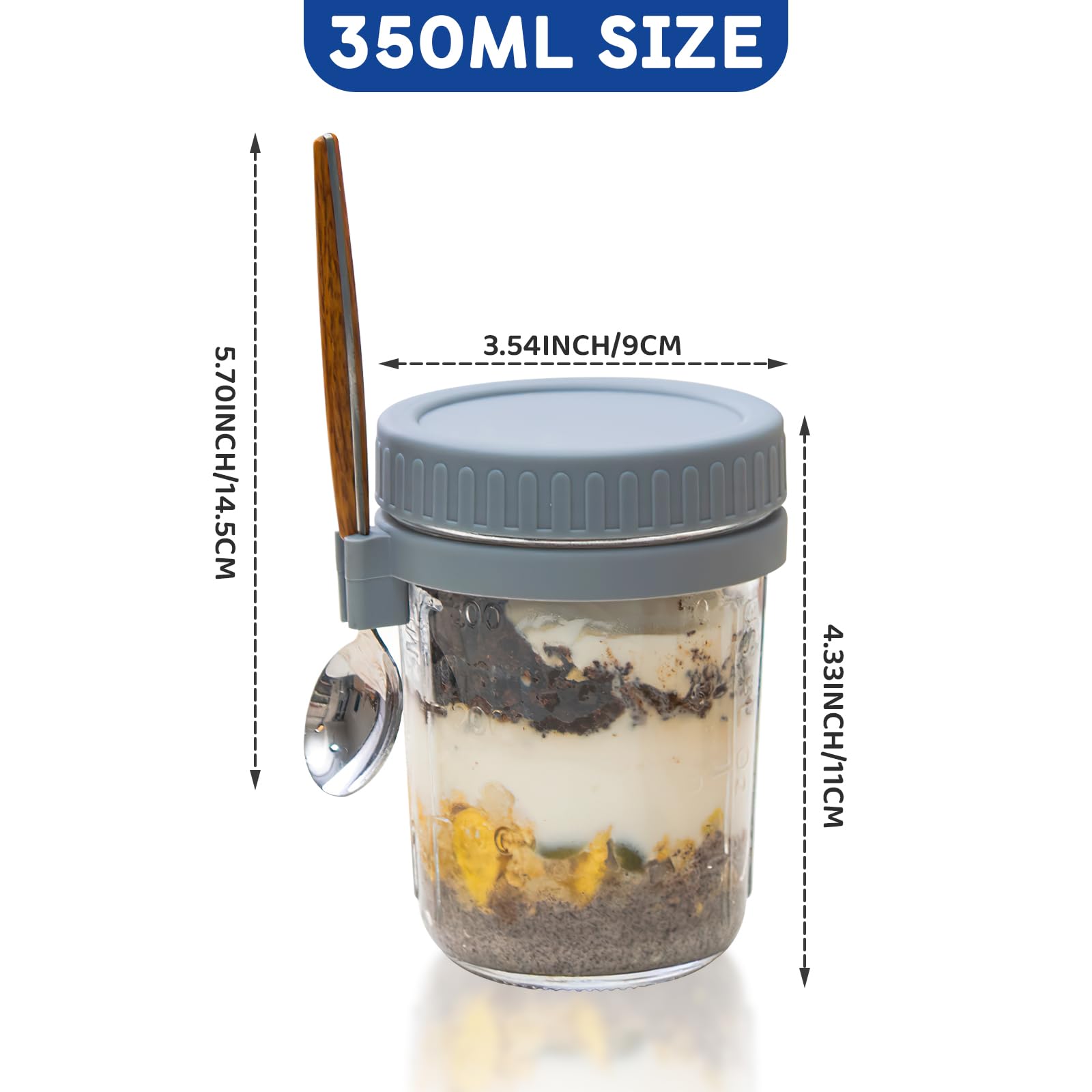 BOJVESH Lot De 3 Bocaux à Petit-déjeuner Réutilisables En Verre De