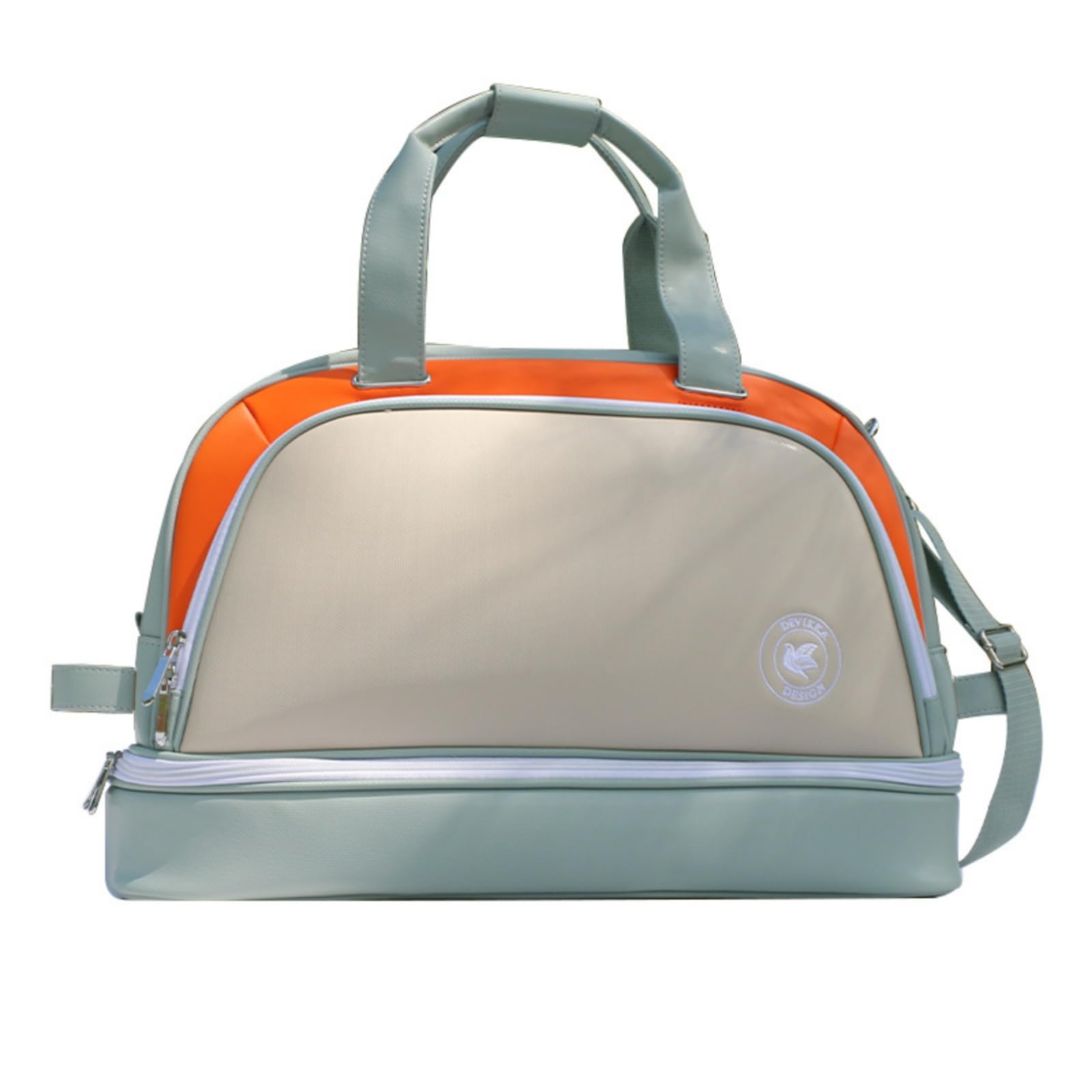 LOVIVER Borsa da Golf Borsone Sportivo Borsa Porta Vestiti Sacca Porta Scarpe in Pelle PU Antipioggia con Tasca Scarpe Separata per Spostamenti Albergo Adulti, Arancione, Arancione E Beige