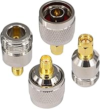 SMA to N Type Adapter Kit 4PCS 4G Antenna Adapter SMA Female/Male to N Male/Female Connector Signal Booster Connector N Type for CB Radio WiFi Antenna Wirelesse WiFi Router