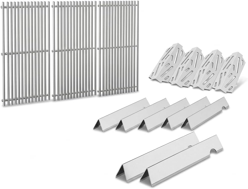 QuliMetal SUS304 9MM Grill Grates and Grill Flavorizer Bars for Weber Genesis II E-410/E-415/E-435 Gas Grills