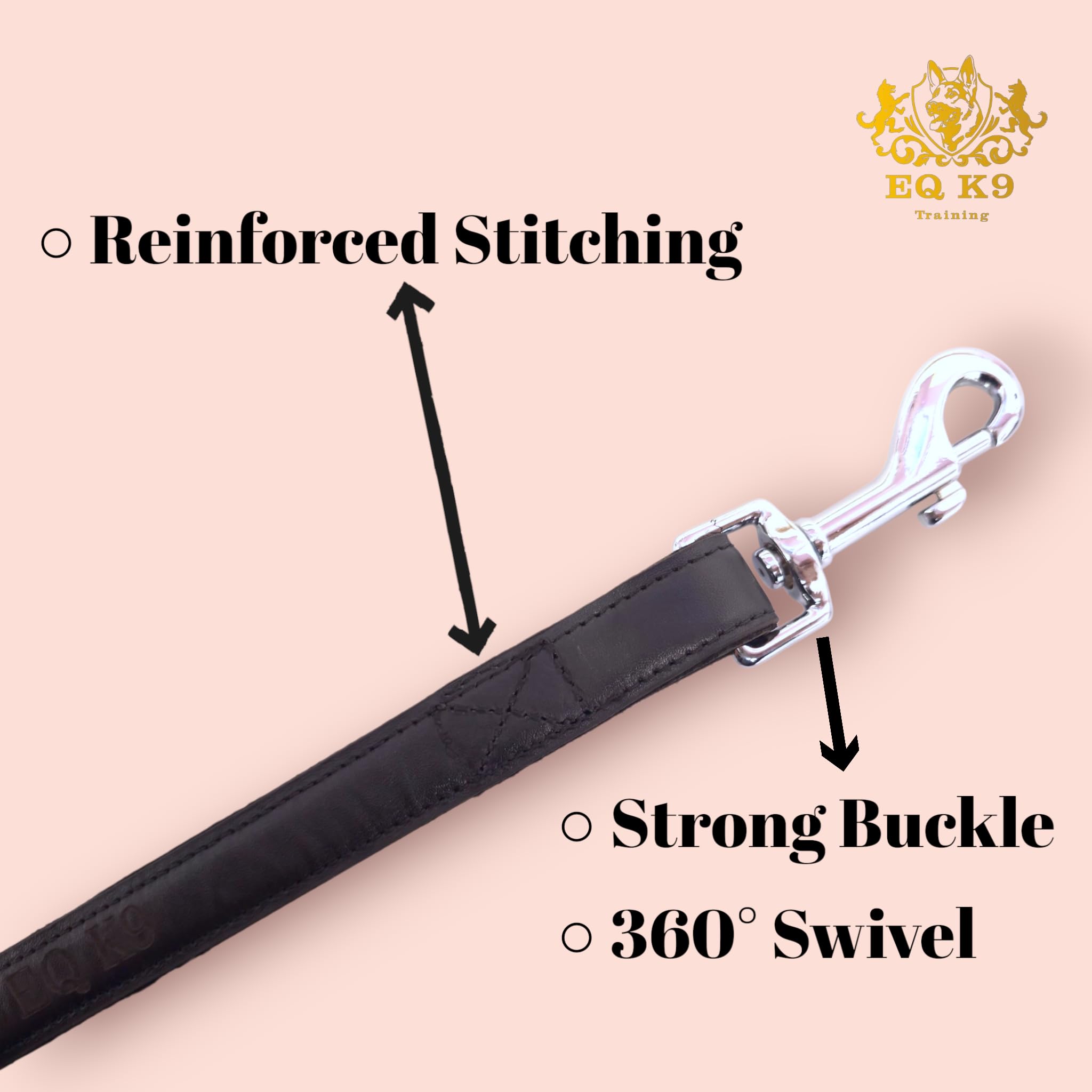 EQ K9 Dog Lead. 100% Real Leather Dog Leash with Strong Clasp for Dog Walking & Training, Suitable for Small Medium - Image 3