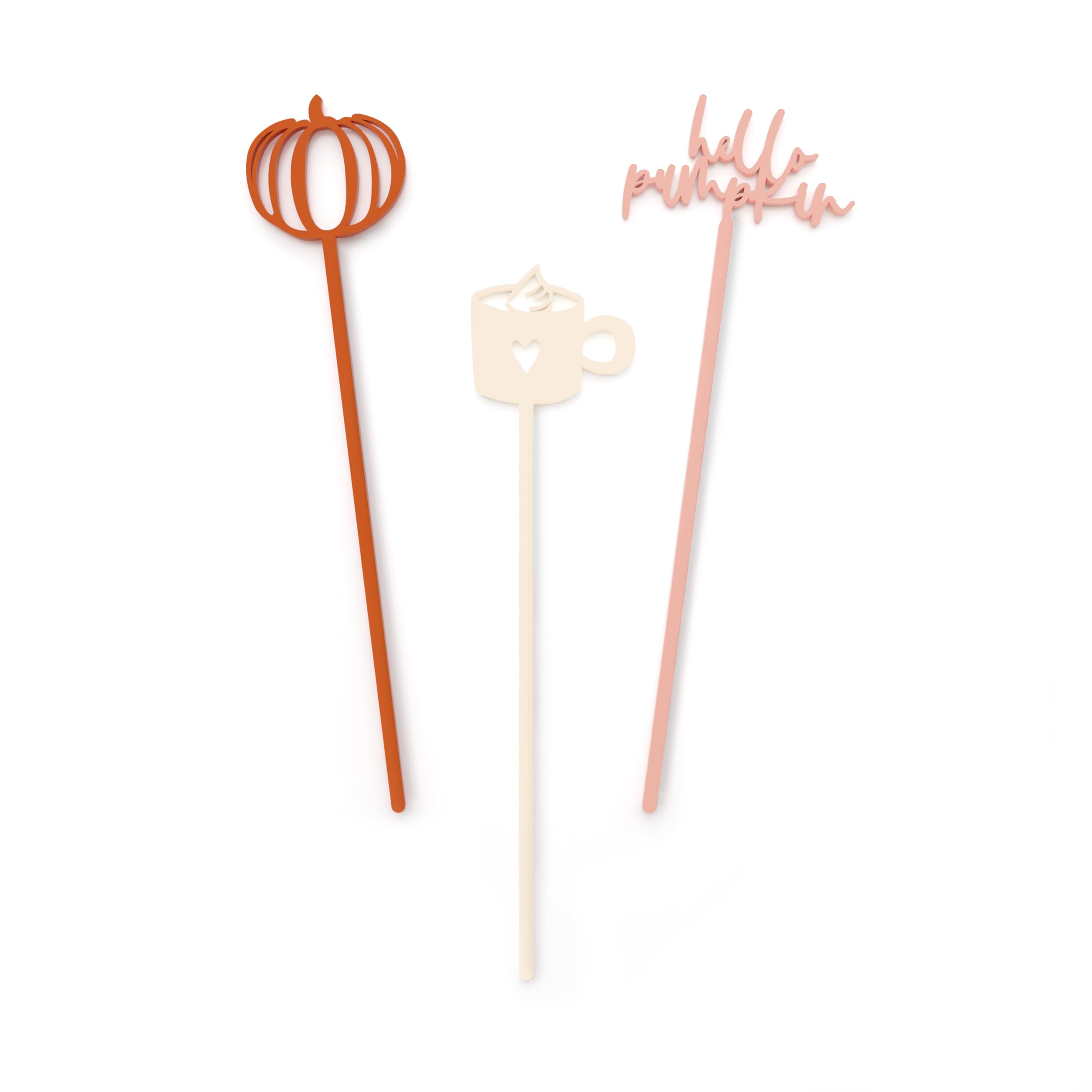 The Cotton & Canvas Co. Hello Pumpkin Fall Collection Drink Stirrers, Cocktail Sticks, Stir Sticks, Thankgiving Party Décor, Friendsgiving, Set of 12