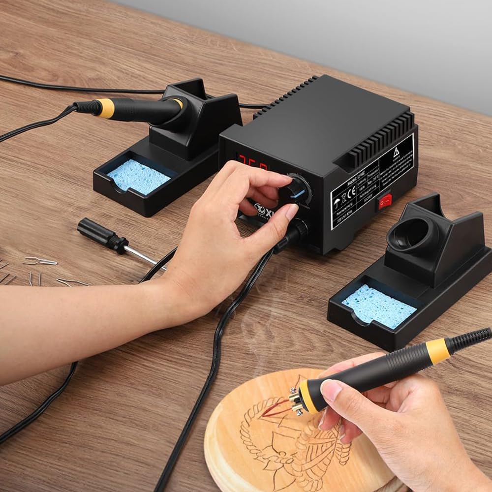 XIIW Kit Professionale Pirografo per Legno 100W con Doppia Penna, 23 Punte, Display LCD, Temperatura Regolabile 0-750°C, Strumento per Pirografia su Legno e Pelle