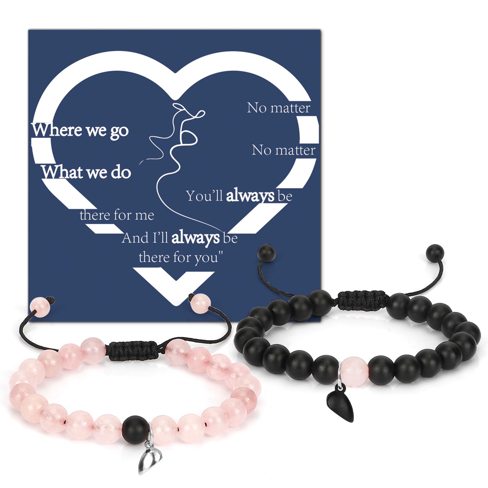 Matching Couple Bracelets for Him & Her - Valentine's Day Gifts, Anniversary & Birthday Love Tokens, Long Distance Relationship Jewelry, Boyfriend/Girlfriend Romantic Keepsake